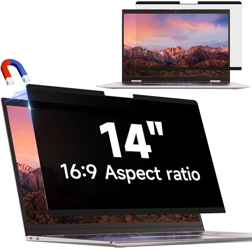 IPROKKO Filtre de Confidentialité Magnétique pour Ordinateur Portable 14 Pouces 16:9, Anti-lumière Bleue, Anti-éblouissement, Filtre de Confidentialité pour HP/Dell/Acer/Lenovo/ThinkPad/ASUS