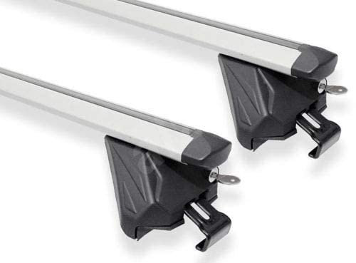 Barre Portatutto Portapacchi in Alluminio per Auto con Rails Integrati Mancorrenti chiusi (112 cm)