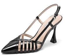 QUEEN HELENA Décolleté con Tacco Medio Scarpe Eleganti Aperte a Punta Chiusa Donna K3367 (Nero, 39)