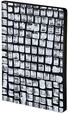 nuuna Notizbuch A5+ | Not Ordinary L Light - Sassy Squares | 3,5 mm Punktraster | 176 nummerierte Seiten | 120 g Premium-Papier | veganer Einband schwarz | nachhaltig produziert in Deutschland