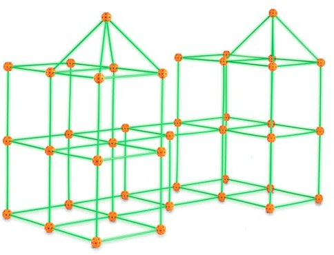 VEVOR Fort Bausatz Kinder, 140-teiliges STEM-Bauspielzeug, pädagogisches Geschenk für 4 bis 8+ Jahre alte Kinder, Spielzelt-Bauset, Konstruktionsspielzeug mit 96 Stäben und 44 Bällen