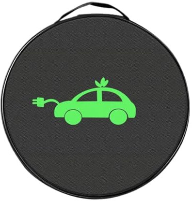 Kiuiom Large Capacity Car Hose Storage Bag,Ev Charging Cable Bag,Waterproof Portable Ev Cable Storage Bag,Ev Charger Organiser with Carry Handle Zip,for Caravan,Campervan,Rotundity,Black