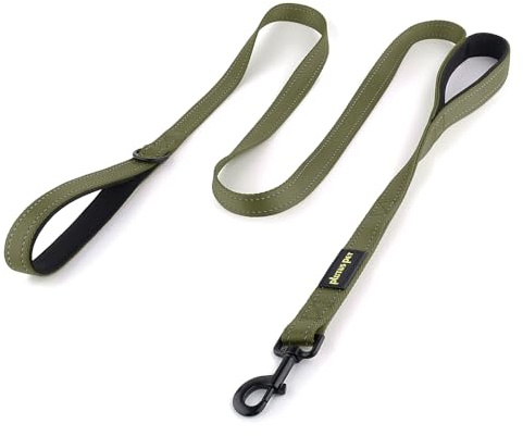 Plutus Pet Double Handle Dog Lead 1.8m, Heavy Duty, Reflective Dual Handle Dog Lead for Safety Training, for Medium Large Dogs,2 Handle Leads(Ranger Green)