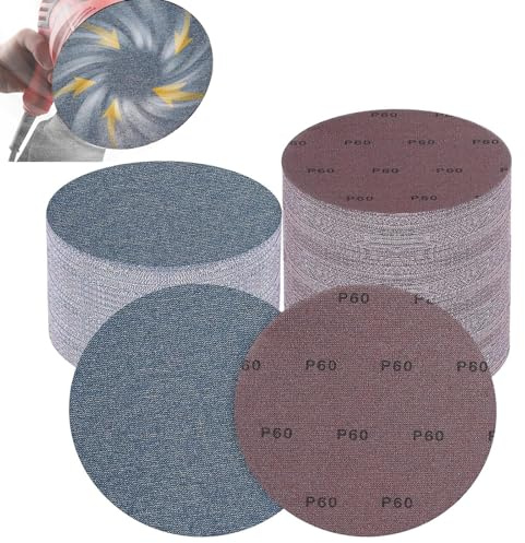 PMIQSA 30 Unidades De Papel De Lija De 150 MM De, Rejilla Abrasiva De CeráMica, 60 Discos Abrasivos Para Lijadora ExcéNtrica Y Lijadora De Paneles En Seco