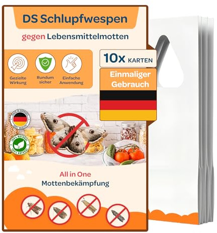 DOLCI SOGNI Vespe parassite Contro tarme Alimentari – 10 Trappola & Repellente per tarme – Senza Chimica, Efficace, Alternativa Naturale alla Trappola per tarme in Cibo & Cucina