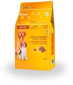 Comida Perro Adulto COMPY con Pollo, Ternera, Frutas y Verduras Razas Medianas y Grandes 4 kg