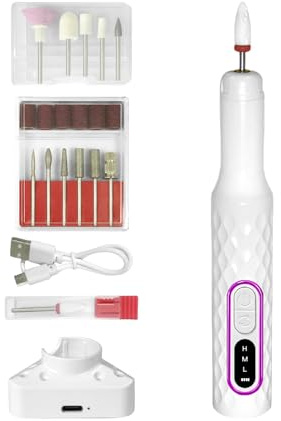 Fresadora de uñas inalámbrica - 15000 RPM Limas de uñass eléctrica, control de velocidad para manicura | Fresas para uñas de gel profesionales 3 niveles ajustables sin escalonamiento para