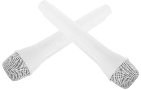 Yardwe Lot De 2 Microphones en Plastique Faux Microphones Accessoires Jouets Réaliste pour Enfants Chant Scène Blanc