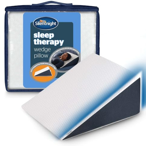 Silentnight Sleep Therapy Wedge Pillow - Memory Foam Ergonomic Soothing Relief - Reduce Aches and Pains Snoring Heartburn Acid Reflux - Post-Surgery Support - Sleeping & Sitting Multiuse Support