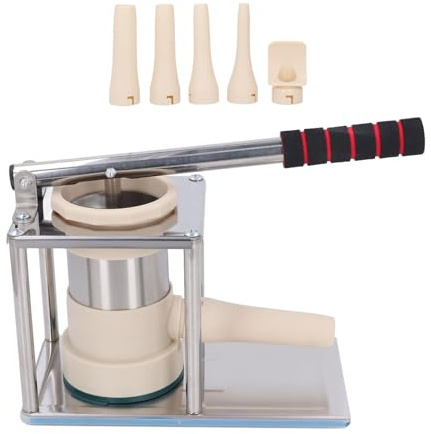 Ménagère Poussoir à Saucisses Aluminium Manuel Vertical avec 4 Embouts – Fabrication Maison Facile, Gain de Place, Idéal Cuisine Familiale