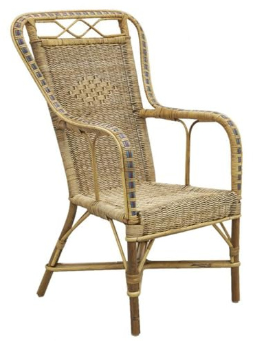 AUBRY GASPARD – Poltrona schienale alto in manau e midollo di rattan
