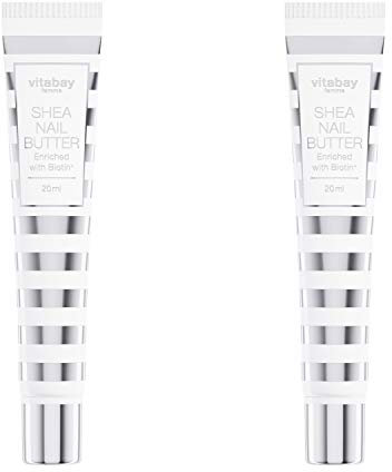 Vitabay Shea Nail Butter 2x 20 ml - Sheabutter Mit Biotin/Vitamin B7 - Nagelcreme Für Nagelhautpflege - Nagelcreme Gegen Brüchige Nägel Für Hand Und Fusspflege Schützt Vor Trockener Haut Und Risse