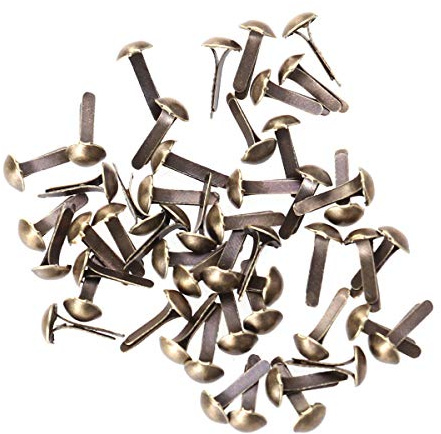 Amosfun 100 UNIDS Mini Redondos Brads Pastel Brads para DIY Scrapbooking Crafts Haciendo Estampado 8mm (Bronce)