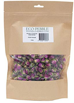 ECO-PEBBLE Damask Dried Pink Rose Buds - Rose Tea - Edible Roses - Food Grade - 100 Grams / 3.5oz / Over 250 Buds