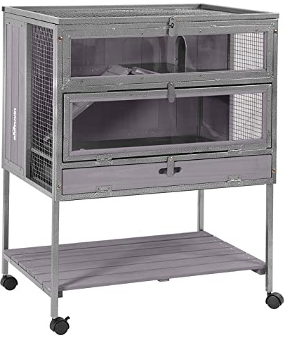 Guinea Pig Cage Metal Frame Hamster Cage Upgrade Anti-Chewing Rat House Indoor Outdoor Use Small Critter Habitat with Plastic Deep Not Leakage Pull Out Tray