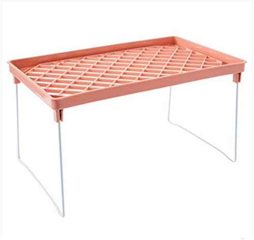 GJSN Küchenregal Organizer Rack, Stapelbares Mehrschichtiges Gewürzregal Küchengewürzregal Kunststoff-Gewürzregal,Rosa
