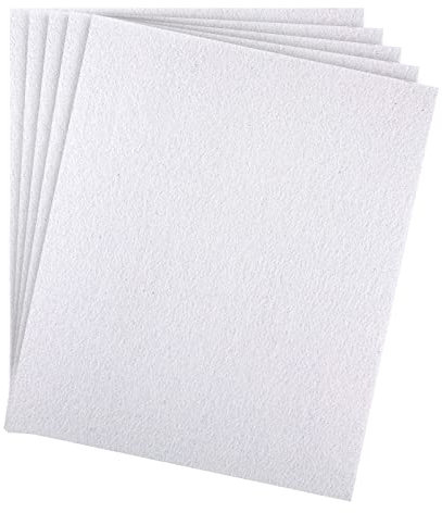 SAVITA 5 Stück 25,4x22,8cm 3mm Dick Filzplatten, Filz Zum Nähen, Steife Filzstoffplatten zum Basteln Hartfilzquadrate für Patchwork Nähen Heimwerken (Weiß)