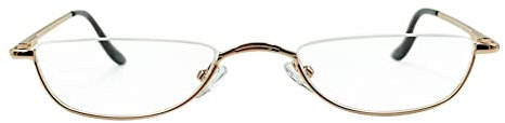 SEIUKS Half Moon Half Frame Slim Reading Glasses Metal Frame with Spring Hinges Eyewea for Men Women gold 100