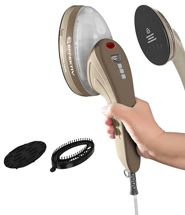 Plancha Vertical Vapor EFFEKTIV, 1800W, 3 en 1 Vapor Vertical Premium, Plancha Ropa con Suela Cerámica, Cepillo de Vapor, Depósito 250ml, Vapor Continuo 750mg/sec, Pantalla led, Autoapagado, Cable 3m