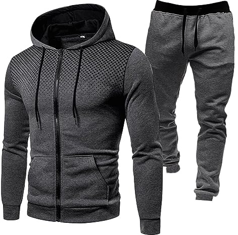 Vêtements Homme Survêtements Tenue Sport Homme Décontracté Hooded Survetement Sport Ensemble Chic Vêtement Complet Zip Sweat à Capuche et Pantalon Jogging Homme Ensemble Training