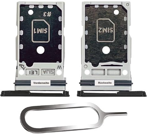 IS-TECK SIM-Kartenhalter Ersatz SIM-Tray Kompatibel mit Samsung Galaxy S22 / Plus Dual inklusive SIM-Nadel SIM-Kartensteckplatz (Phantom Black)