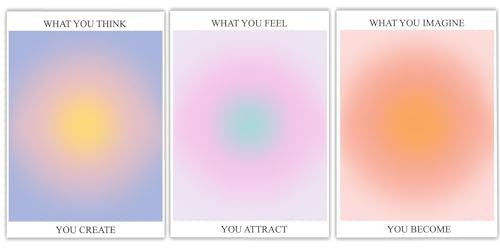 LOZULO Aura Poster Set Leinwand Bilder, Wandbilder Wohnzimmer Schlafzimmer Deko Bild, Wanddeko Pictures Aesthetic Room Decor Posters Bilderset A3, ohne Rahmen