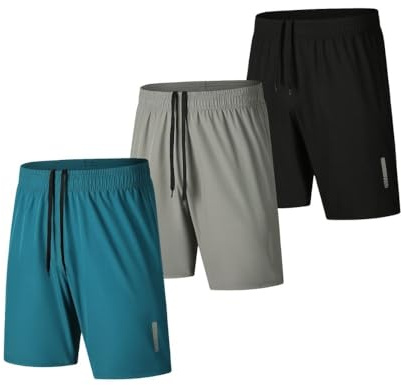 fovdtaa - Pantalón corto deportivo para hombre, de secado rápido, 3 unidades, para gimnasio, correr, entrenamiento, L