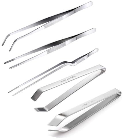 5 Pcs Pinces Alimentaire à épiler Professionnelle en INOX, Pince a Arrete, Pince à Grill, Pince à épiler, Pince à Épiler à Poisson pour Garnir Les Aliments pour La Cuisson et la Pâtisserie