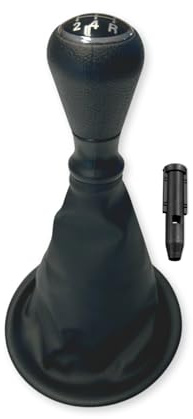1neiSmartech Kit Pomello Cambio 5 Marce, Cuffia in Similpelle Compatibile con Peugeot Partner (2008-2022) e Citroen Berlingo III MK3 con Telaio, Ghiera di Ritenzione e Adattatore per Leva Cambio