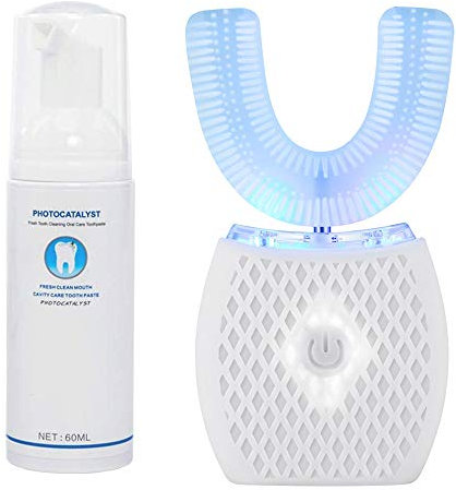 Spazzolino da denti automatico ad ultrasuoni,Spazzolino elettrico sonico a 360° con timer automatico (bianco, 1)