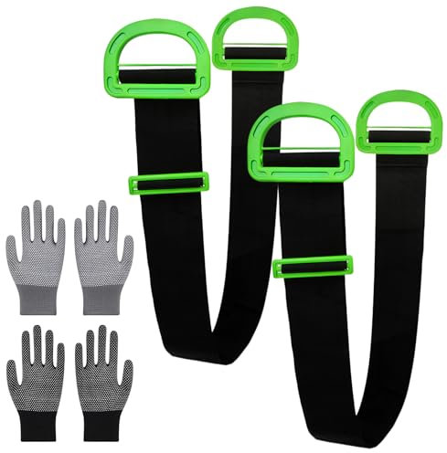 JIHXYER 2 Sets Umzugsgurt-Set, Möbelumzugsgurt und rutschfeste Handschuhe, Umzugshelfer