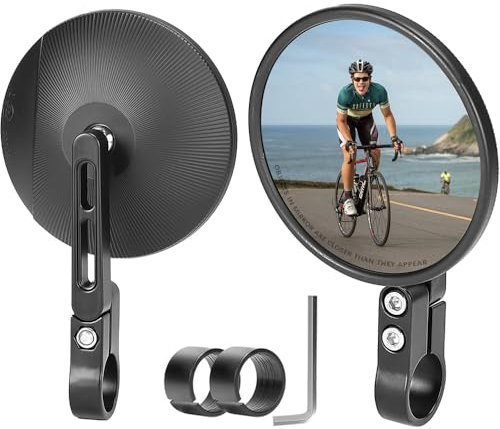 BIZOI Rétroviseurs de Moto E24 Testés, 360° Rotatif Convient Retroviseur Moto, Rétroviseurs Rond au Bout du Guidon, pour Scooter, Motos, Quad, ATV, Diamètres de Guidon 22 et 24 mm, E-Scooter