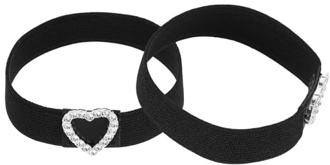 sourcing map 1 Pair High Heels Shoe Straps, Detachable Elastic Anti-Loose Shoe Band for Women High Heels Sandals Slippers, Black, Heart Rhinestone