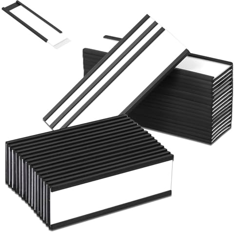 Portaetiquetas Magnéticos, 40 Piezas 40x100 mm Porta Etiquetas Magnéticas Reutilizables, Portaetiquetas Magnético con Canal en C con Lámina Transparente y Papel Soporte, para Estantes, Armarios