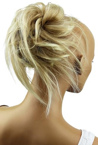 CAISHA Postizo Goma Para El Pelo Voluminosa Grande Desordenada Fibra Sintética Resistente Al Calor Mezcla De Rubios G11F