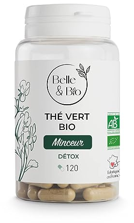 DETOX & CURE MINCEUR - Thé Vert Bio certifié Ecocert - Pilulier de 120 gélules - Complément Alimentaire BELLE&BIO - Fabriqué en France