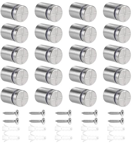 Dreamtop 20 Pcs Clavos Publicitarios de Acero Inoxidable, 19x25mm Tornillos de Publicidad de Soporte de Vidrio Clavos de Publicidad para Publicidad, Letreros Sign Displays