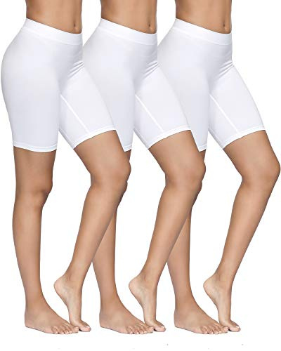 YADIFEN Femme Slip Panties Culotte Taille Haute sous-vêtements Short de Yoga Longue Legging Cyclisme Doux Anti-frottement Boyshort Culotte 3 Paquet,Blanc,XL