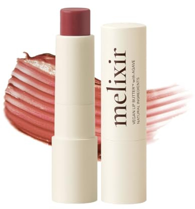 Melixir Vegan Lip Butter (12 Colores), Bálsamo Labial Vegano Hidratante con Color, Con Manteca de Karité, Para Labios Secos, Cuidado Labial y Protección, Tono Translúcido, K-Beauty – 02 Nudy Rose