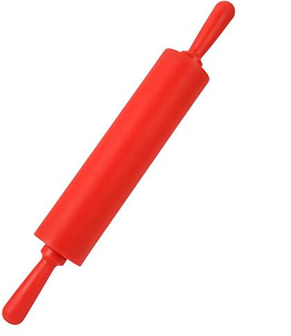 antiaderente pasta Mattarello, rullo girevole rotoli per pizza per pasta per cottura, Mattarello in silicone con Manici, Gnocco Pane Biscotto Mattarello per Crosta di Torta da Forno (Rosso)