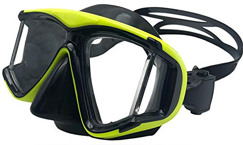 Maschera subacquea con diottrie, OWN4B lenti in resina per snorkeling, maschera da immersione correzione, maschera per immersioni, maschera da sub per adulti e bambini con miopia (Giallo, -3.5)