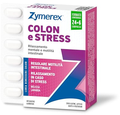 Zymerex REGOLA COLON E STRESS | 30 compresse | Regolarità intestinale | Con Acido butirrico | 6 miliardi di Probiotici | Senza glutine e lattosio | Adatto a vegetariani