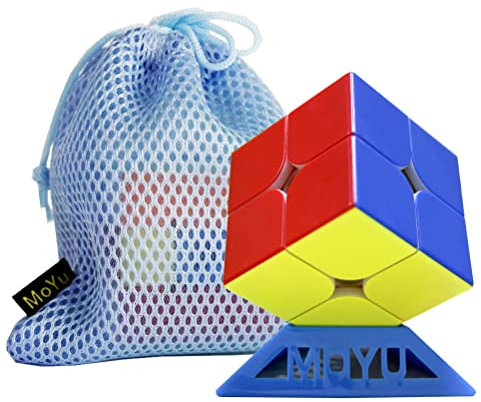 Oostifun OJIN MoYu MoFang JiaoShi RS2M V2 Enhanced Version 2x2x2 Cube Cubing Classroom RS2M V2 2x2 MFRS2 M Würfelpuzzle mit einem Würfelstativ und Einer Würfeltasche(Multi Color)