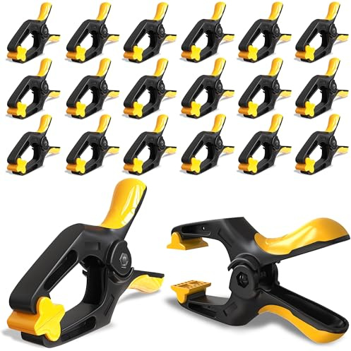 EQUIPTZ Spring Clamps 3 inch - 20 Pack Clamps for Backdrop Stand, Tarps, Crafts & Pool Cover with 1.5 Inch Mouth Opening - Small Clamps for Photography Studio with Non-Detachable Jaw Pads