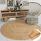 MY-RUG Jute Teppich rund 120 cm, Natur, robust und handgemacht, großer handgewebter Juteteppich im Boho Style, fürs Esszimmer Nitin