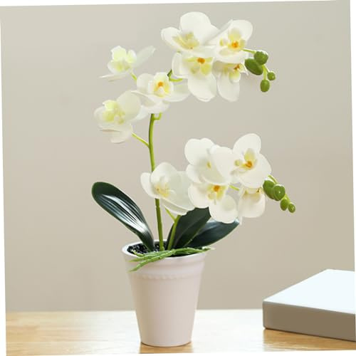 Orquídea artificial, falsa orquídea en maceta realista de 16 pulgadas orquídeas de falso de 16 pulgadas decorativas orquídeas artificiales vívidas vibrantes vibrantes planta de orquídea falsa para bo