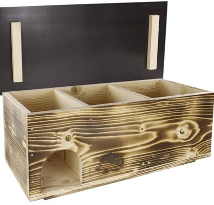 Holzdeko-Ma Igelhaus Igelhotel Igelhütte Futterhaus für Igel Igelfutterhaus edel geflammt (IG)