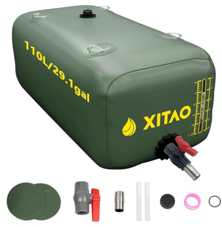 XITAO 29Gal/110L Water Storage Bladder w/Water Level Indicator, Large Capacity Foldable Water Storage Containers, Portable Emergency Water Tank Water Bag for RVs, Fire Prevention, Irrigation