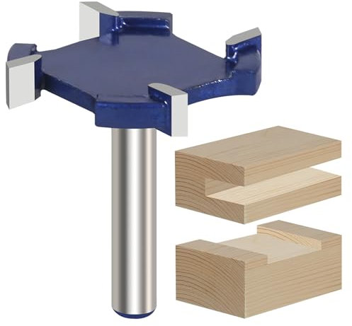 Vearter CNC Spoilboard Surfacing Router Bit, 6.35mm (1/4'') Shank Slab Flattening Router Bit, 4 Wings Carbide Rabbet Slot Cutter for Woodworking, Wood Planing - 38mm D, 6.35mm H