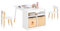 SoBuy Kindertisch mit 2 Stühlen Kindersitzgruppe mit Stauraum Spieltisch Kinder multifunktionaler Aktivitätstisch für Kinder Kindersitzgruppe innen Kinder Tisch Stuhl Set Weiß KMB113-W